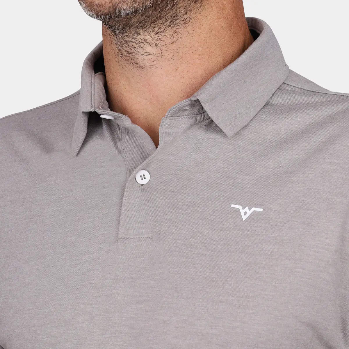 Avalon Golf Polo Shirt - Gray: Front Collar