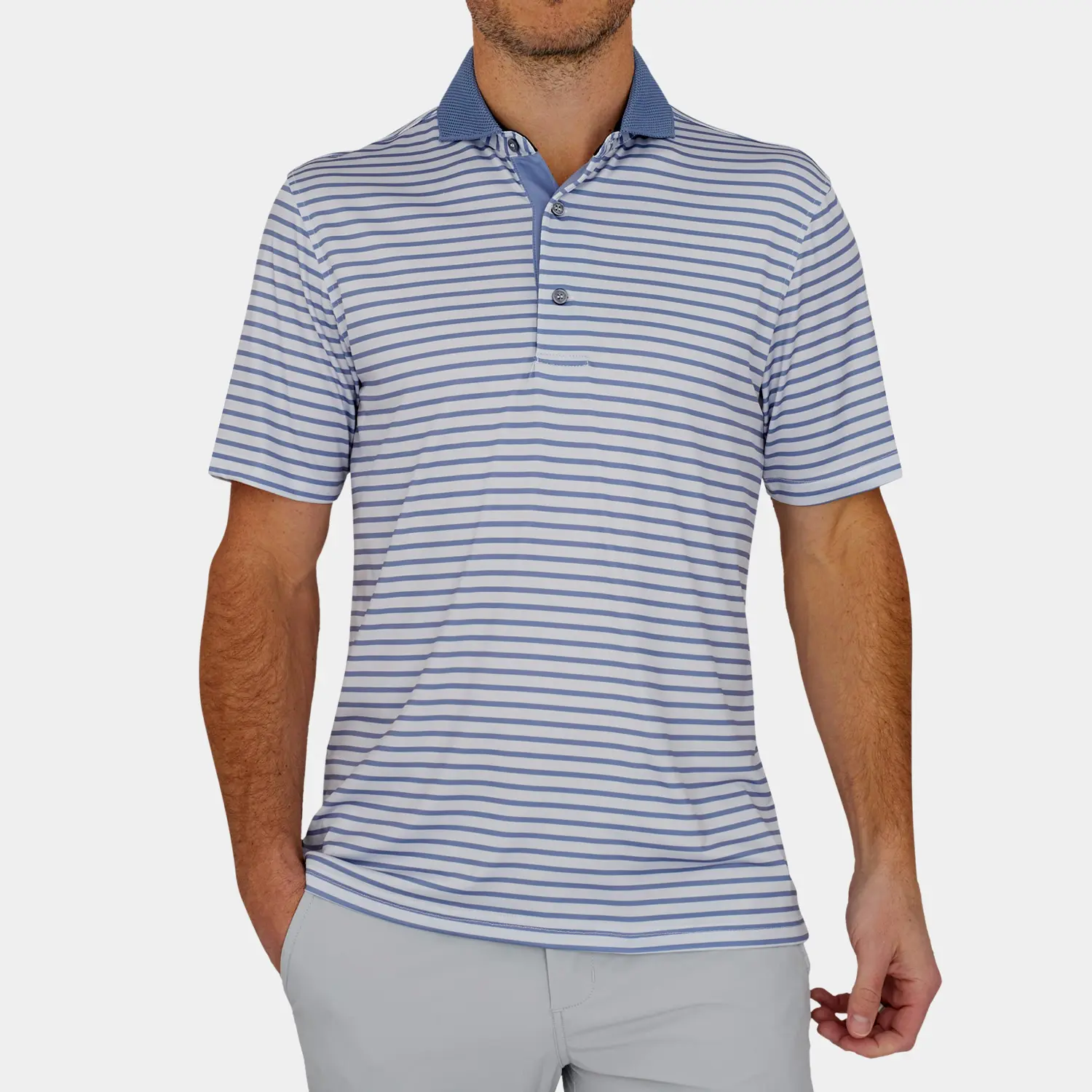 The Luxe Striped Golf Polo | Shop Avalon Mens Luxury Golf Shirts