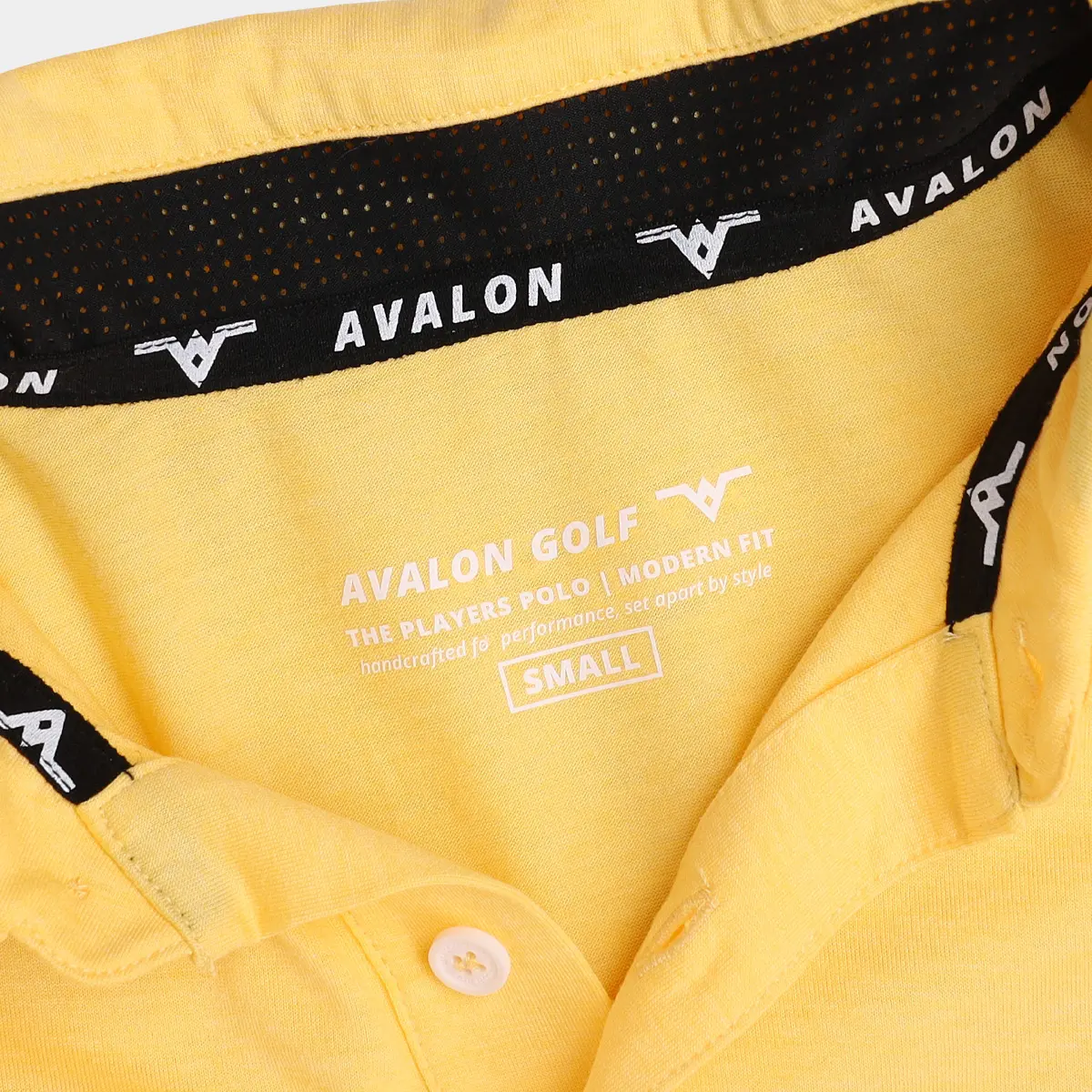 Avalon Players Golf Polo: Amber - Close Up