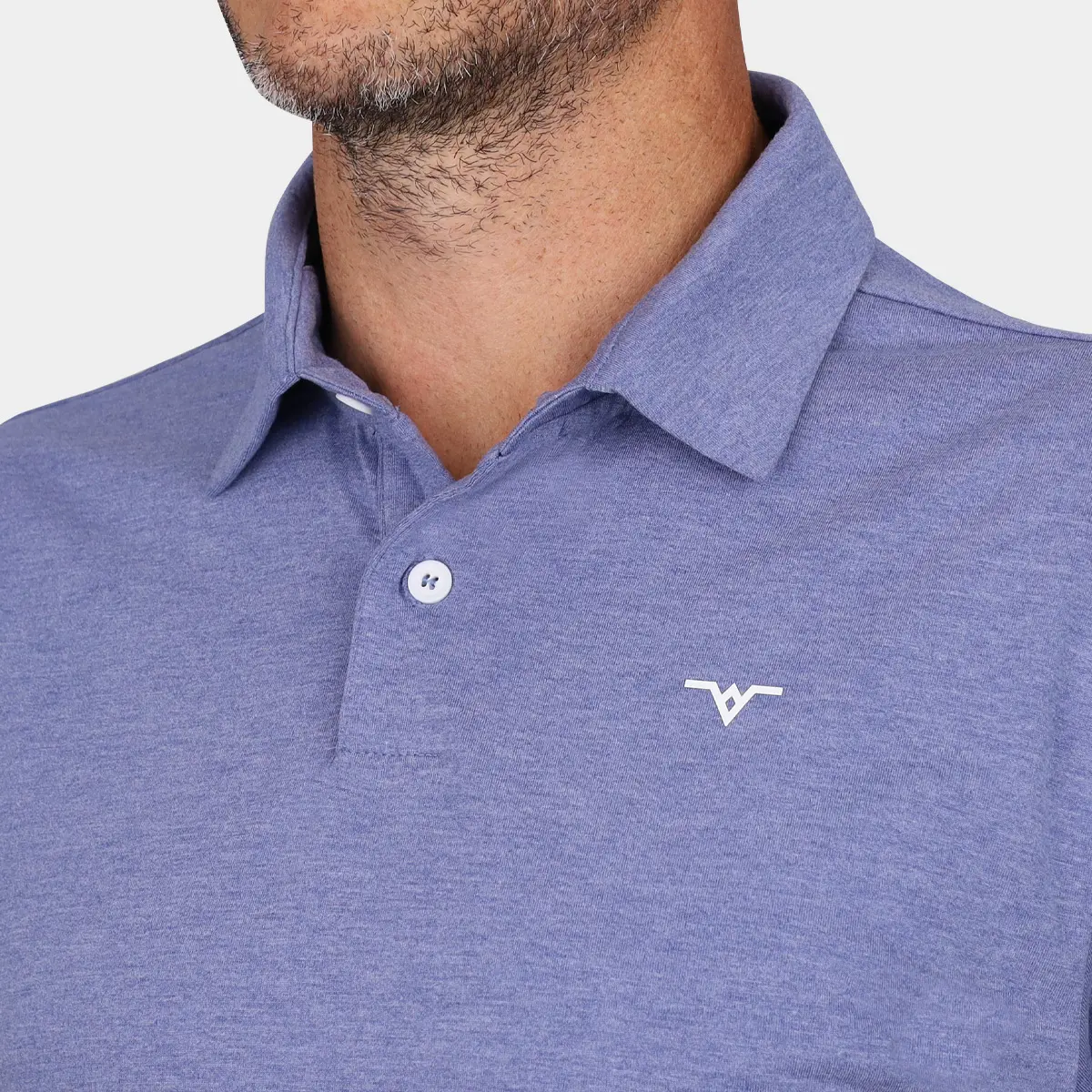 Avalon Players Mens Golf Polo: Blue - Front Collar
