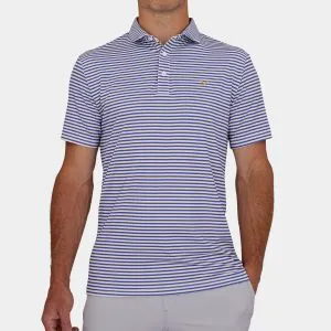 Gold & Blue Stripe Golf Polo