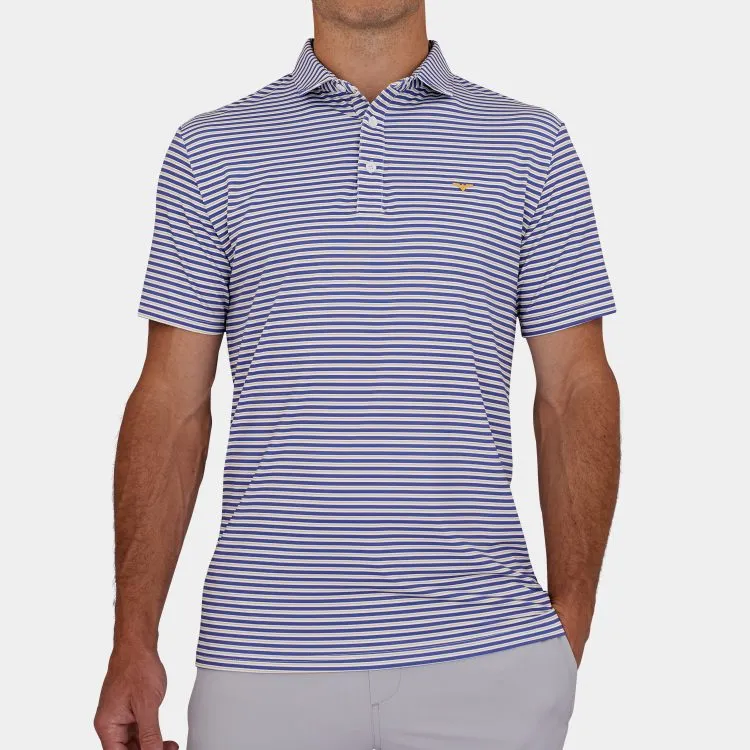 Gold & Blue Stripe Golf Polo