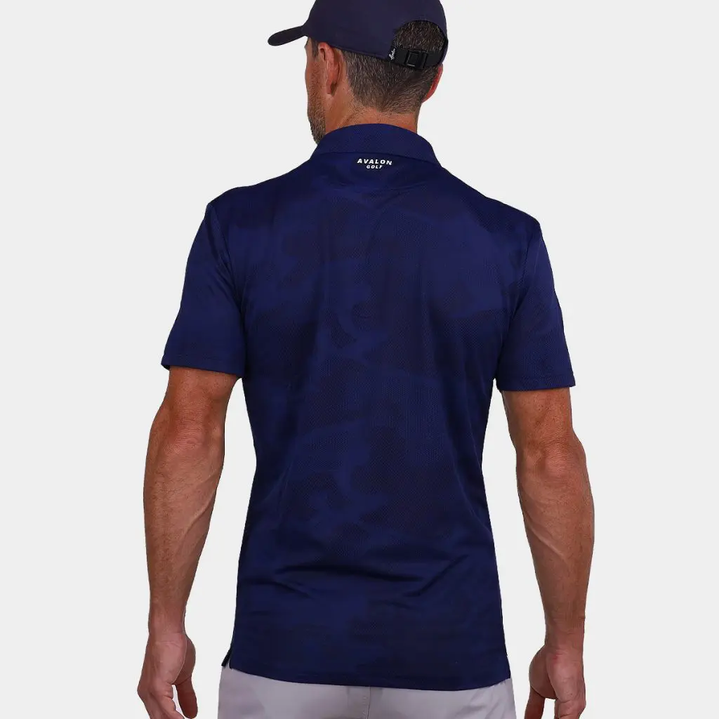 Tour Jacquard Golf Polo Shirt: Navy Blue | Avalon Golf Co