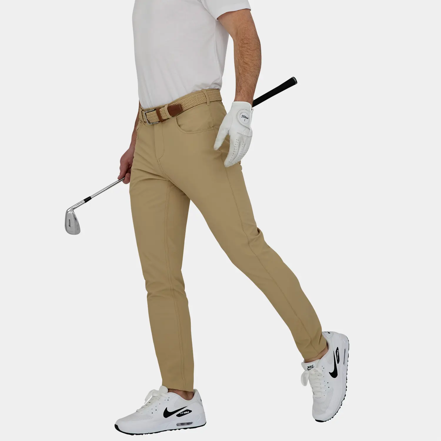 Shop Tour Mens Slim-Fit Golf Pants: Khaki | Avalon Golf Apparel