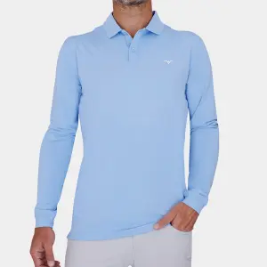Long Sleeve Golf Polo Shirt: Blue