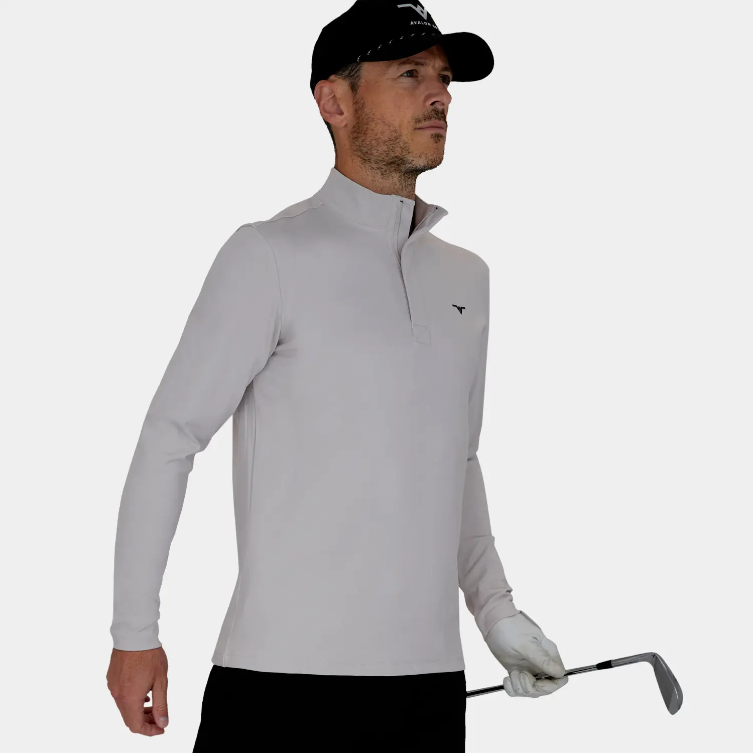 Mens Golf 1/4 Zip: Light Gray | Shop Avalon Golf Tour Quarter Zip's