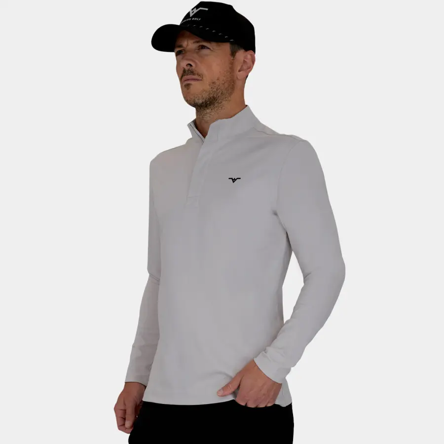 Mens Golf 1/4 Zip: Light Gray | Shop Avalon Golf Tour Quarter Zip's