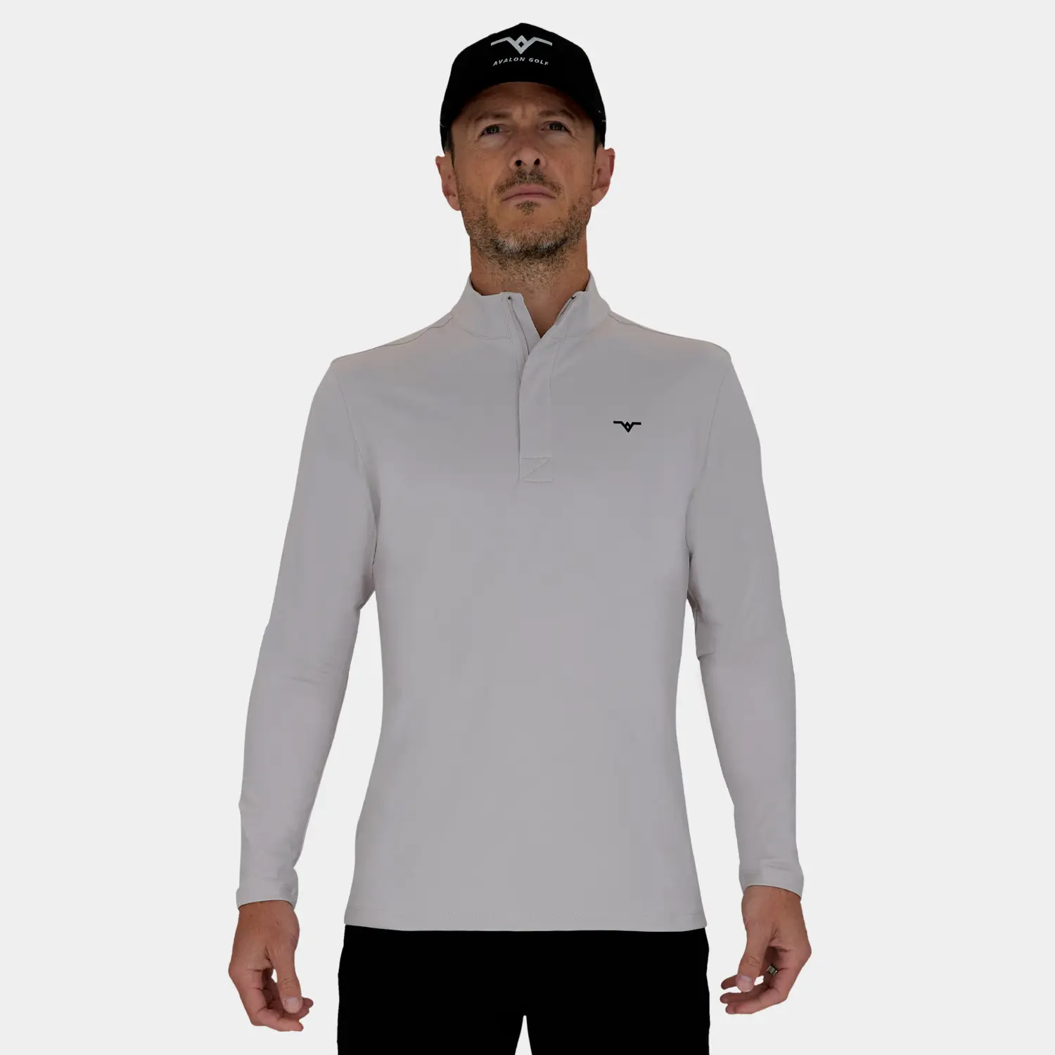 Mens Golf 1/4 Zip: Light Gray | Shop Avalon Golf Tour Quarter Zip's