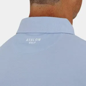Mens Golf Polo Pique: Light Blue - Back