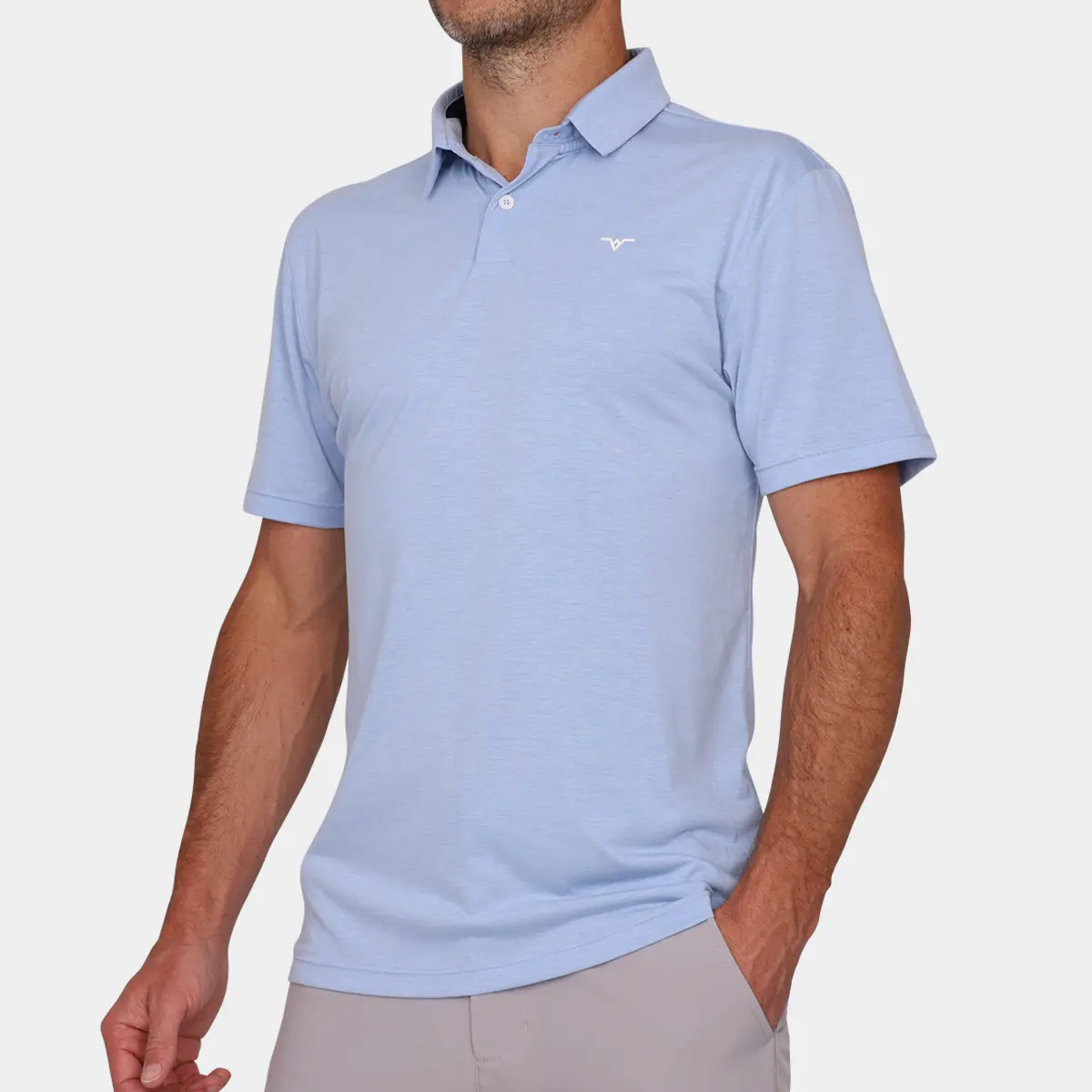 Mens Golf Polo Shirt: Carolina Blue 02