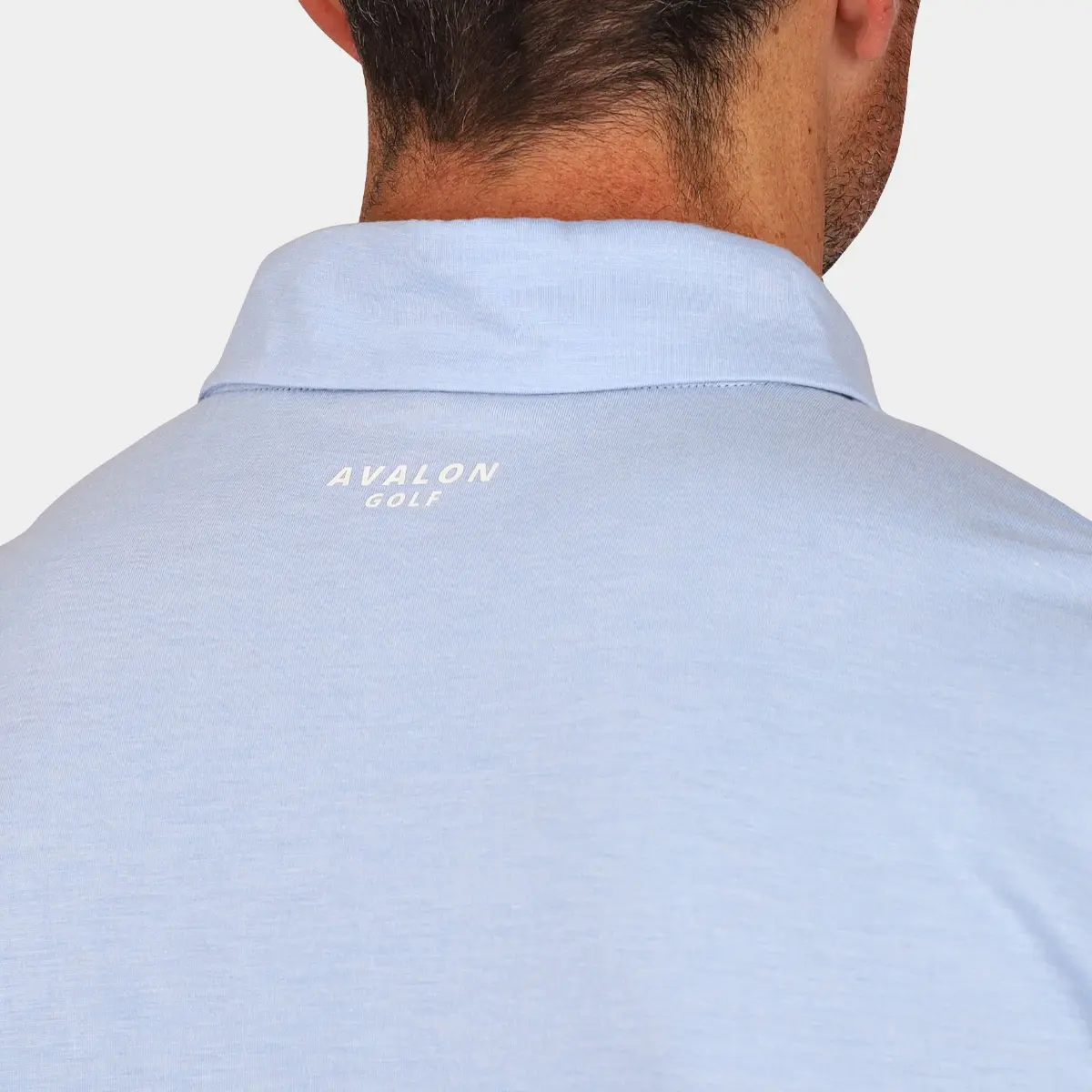 Mens Golf Polo Shirt: Carolina Blue - Back Collar