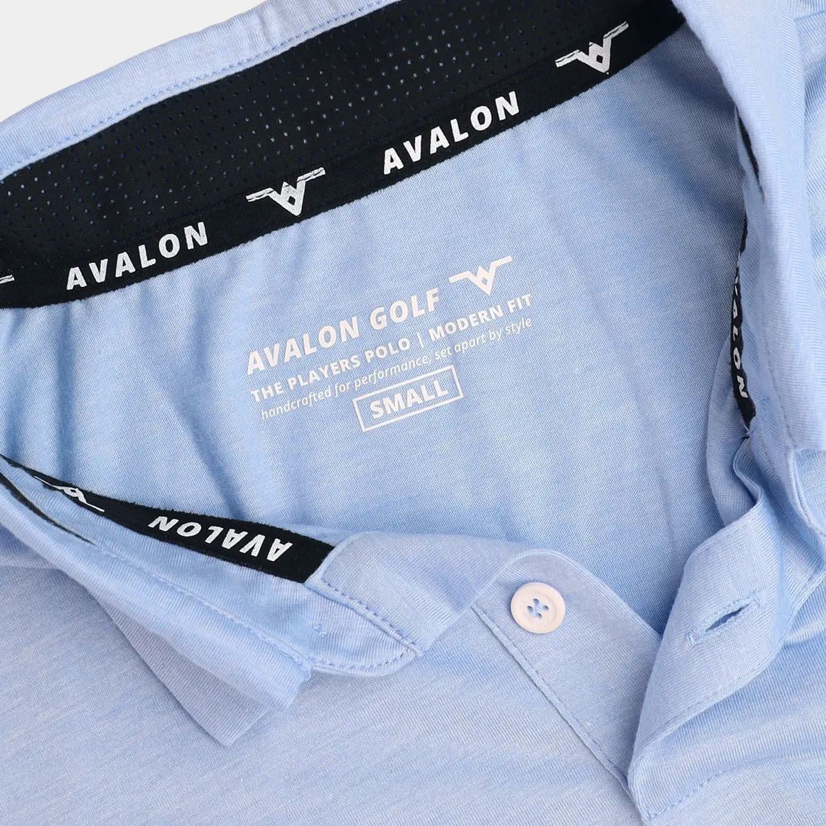 Mens Golf Polo Shirt: Carolina Blue - Close Up