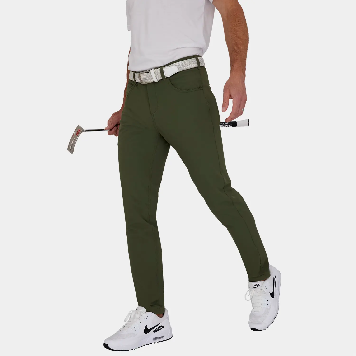 Shop Tour Mens Slim-Fit Golf Pants: Green | Avalon Golf Apparel