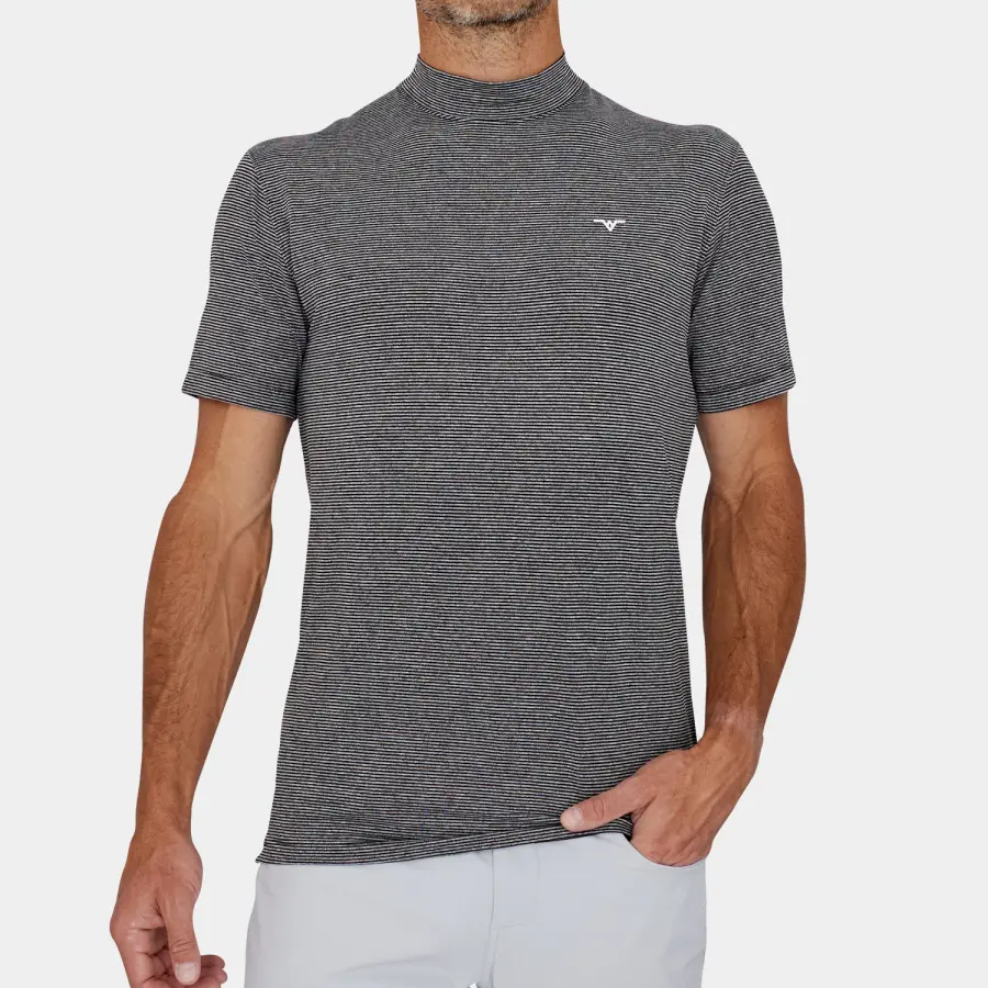 Shop Mock Golf Shirt: Black | Avalon Men's Luxury Golf Apparel