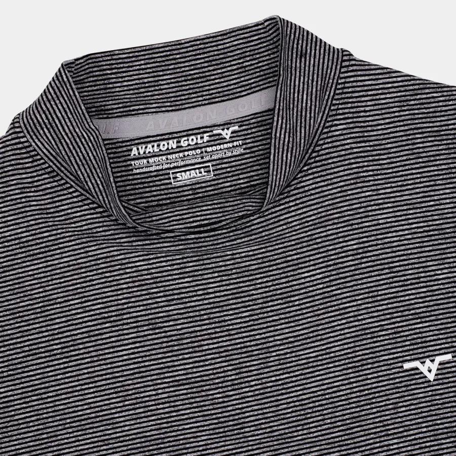 Shop Mock Golf Shirt: Black | Avalon Men's Luxury Golf Apparel