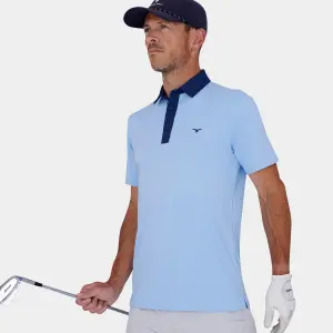 Performance Golf Polo: Carolina Blue + Navy - 04