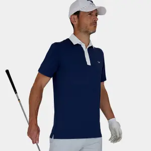 Performance Polo: Navy Blue with White Collar - 04