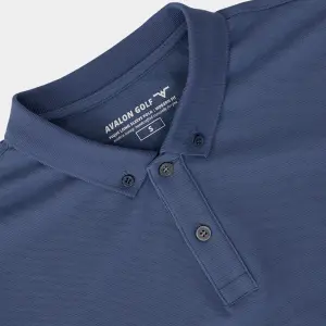 Pique Long Sleeve Golf Polo Graphite Blue 03