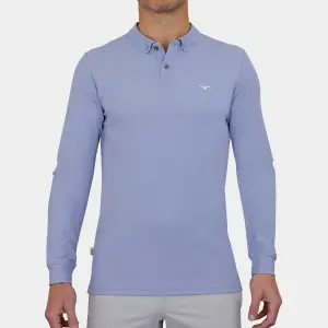 Pique Long Sleeve Golf Polo: Slate Blue