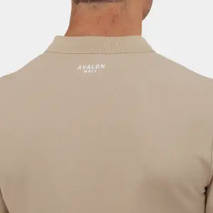 Pique Long Sleeve Golf Polo Tan 06