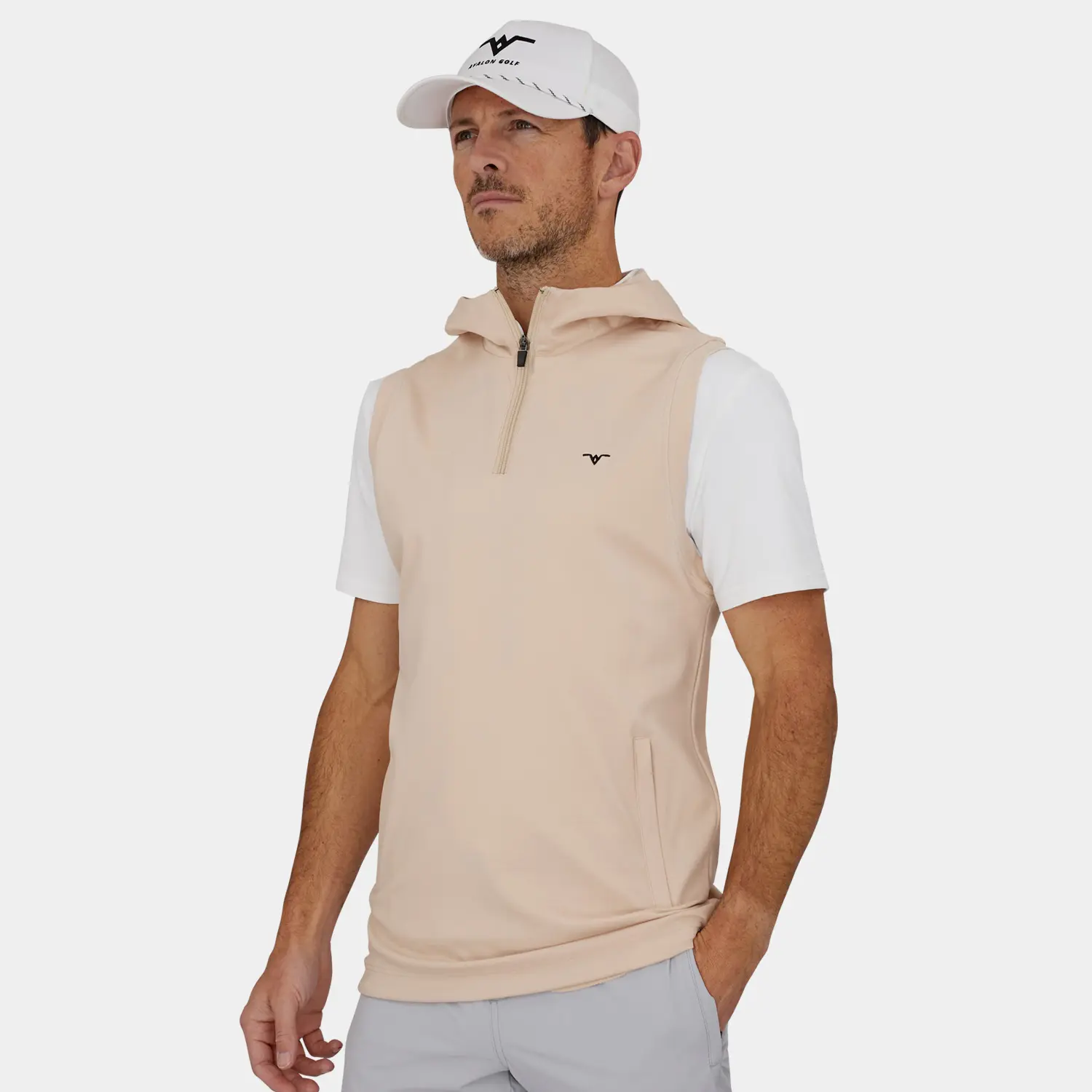 Shop the Players Golf Vest with Hood: Tan | Avalon Golf Apparel