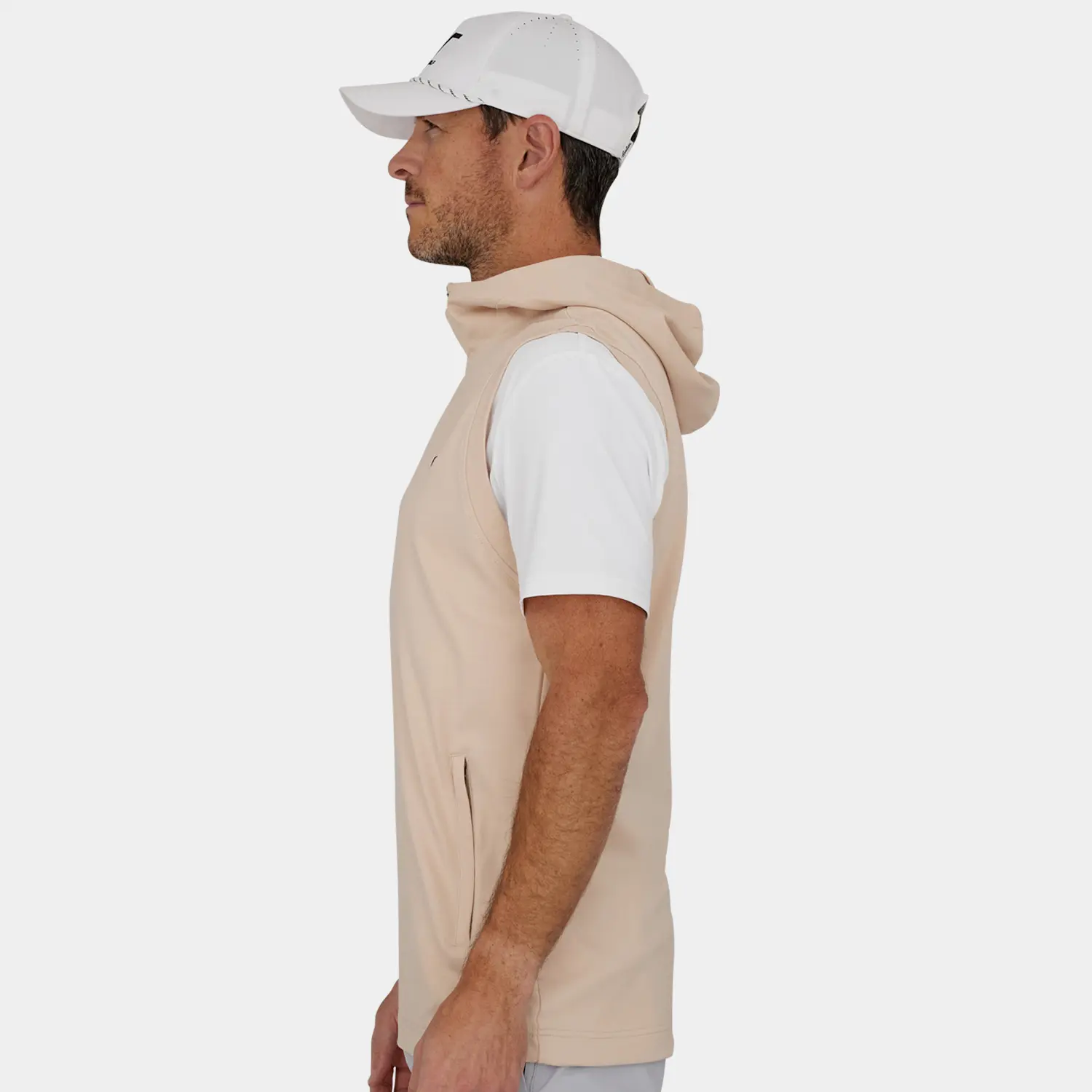 Shop the Players Golf Vest with Hood: Tan | Avalon Golf Apparel