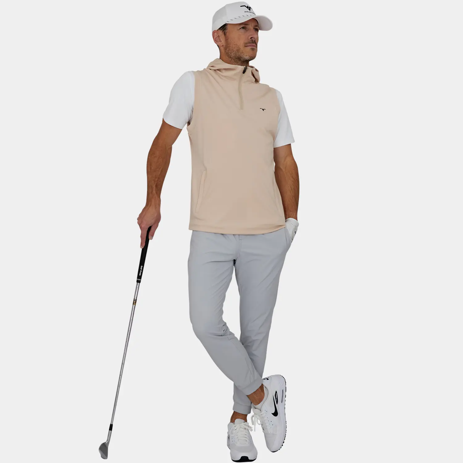 Shop the Players Golf Vest with Hood: Tan | Avalon Golf Apparel