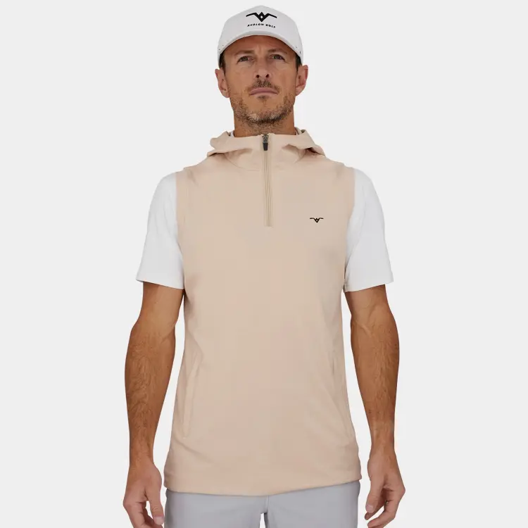 Players Golf Vest with Hood Tan
