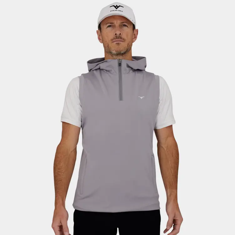 Players Hooded Golf Vest for Men Gray