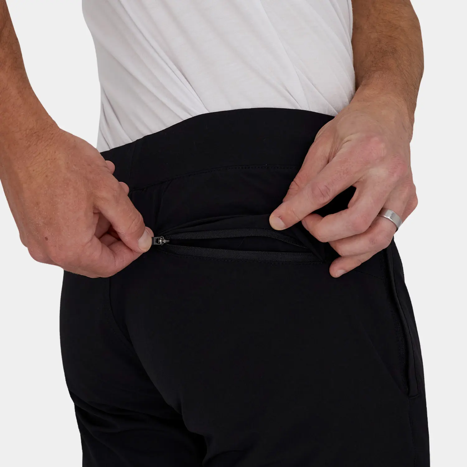 Range Mens Golf Jogger Pants II: Black - Back Pocket
