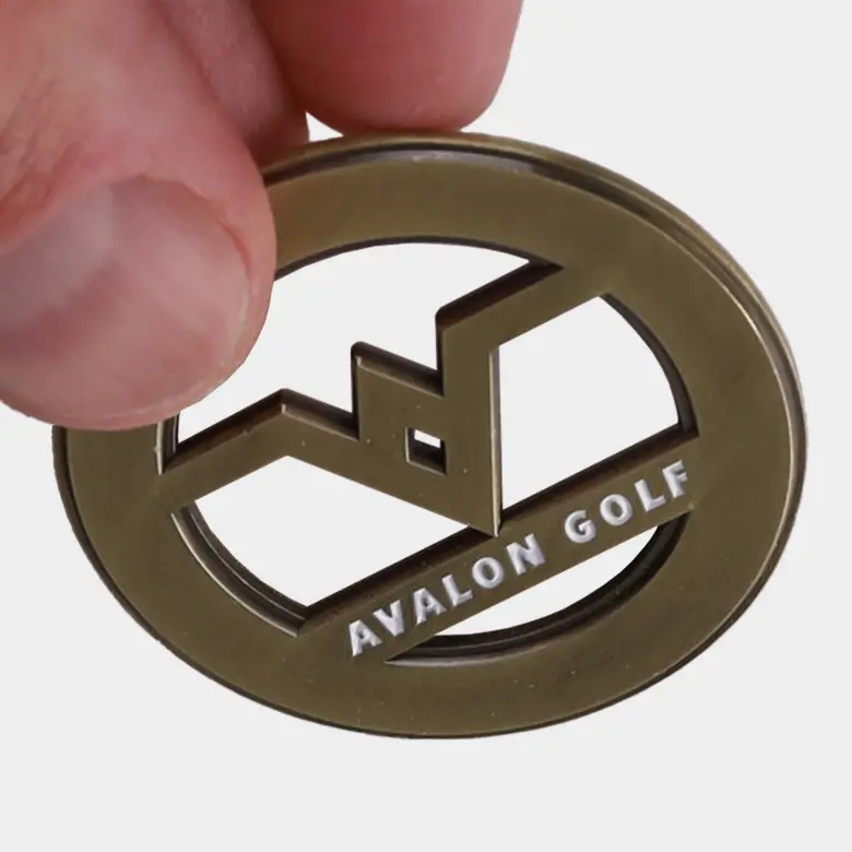 Avalon Die Cut Golf Ball Marker: Bronze - Side