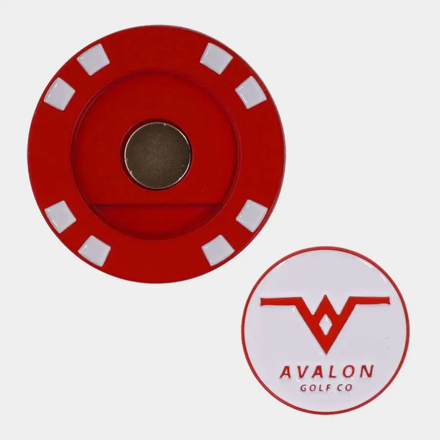 Avalon Golf Magnetic Ball Marker Poker Chip in Red 01