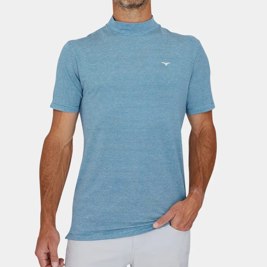 Shop Men's Mock Polo Shirt: Teal | Avalon Luxury Golf Apparel