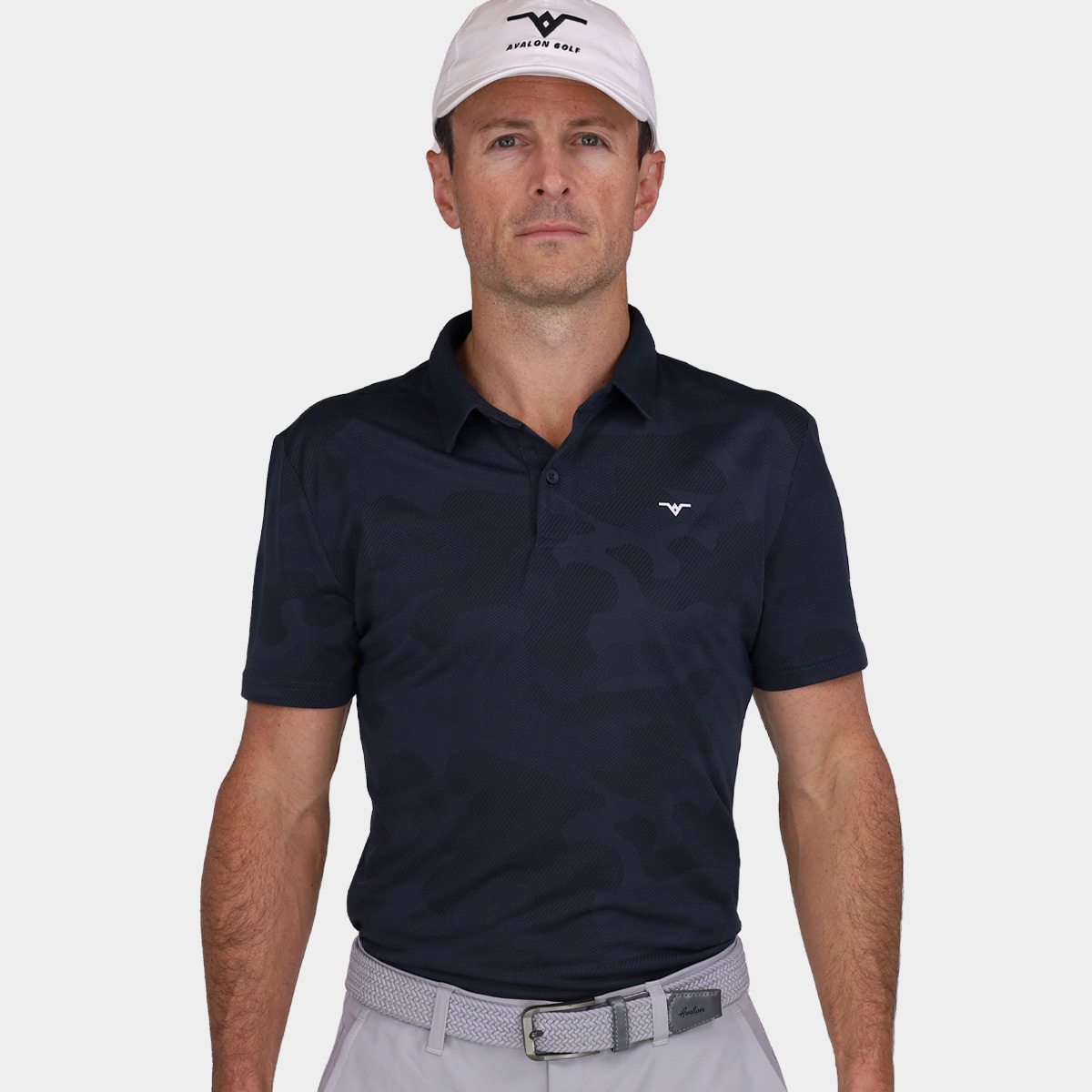 Tour Jacquard Golf Polo: Charcoal | Avalon Luxury Golf Apparel