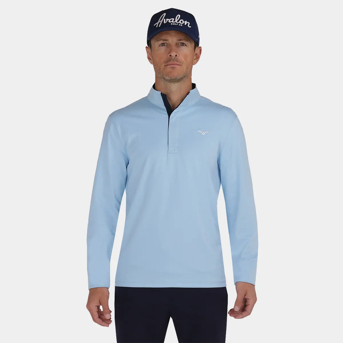 Avalon Golf Tour Quarter Zip in Sky Blue Ultra Soft Tailored Fit