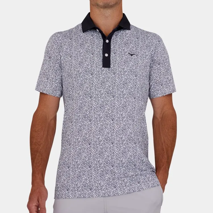 Black Floral Print Golf Polo