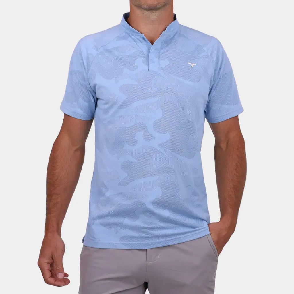 The Tour Blade Collar Golf Polo Carolina Blue Mens Golf Shirts
