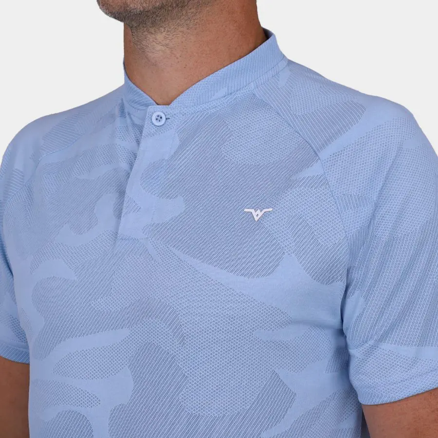 Blade Collar Golf Polo: Carolina Blue Close up