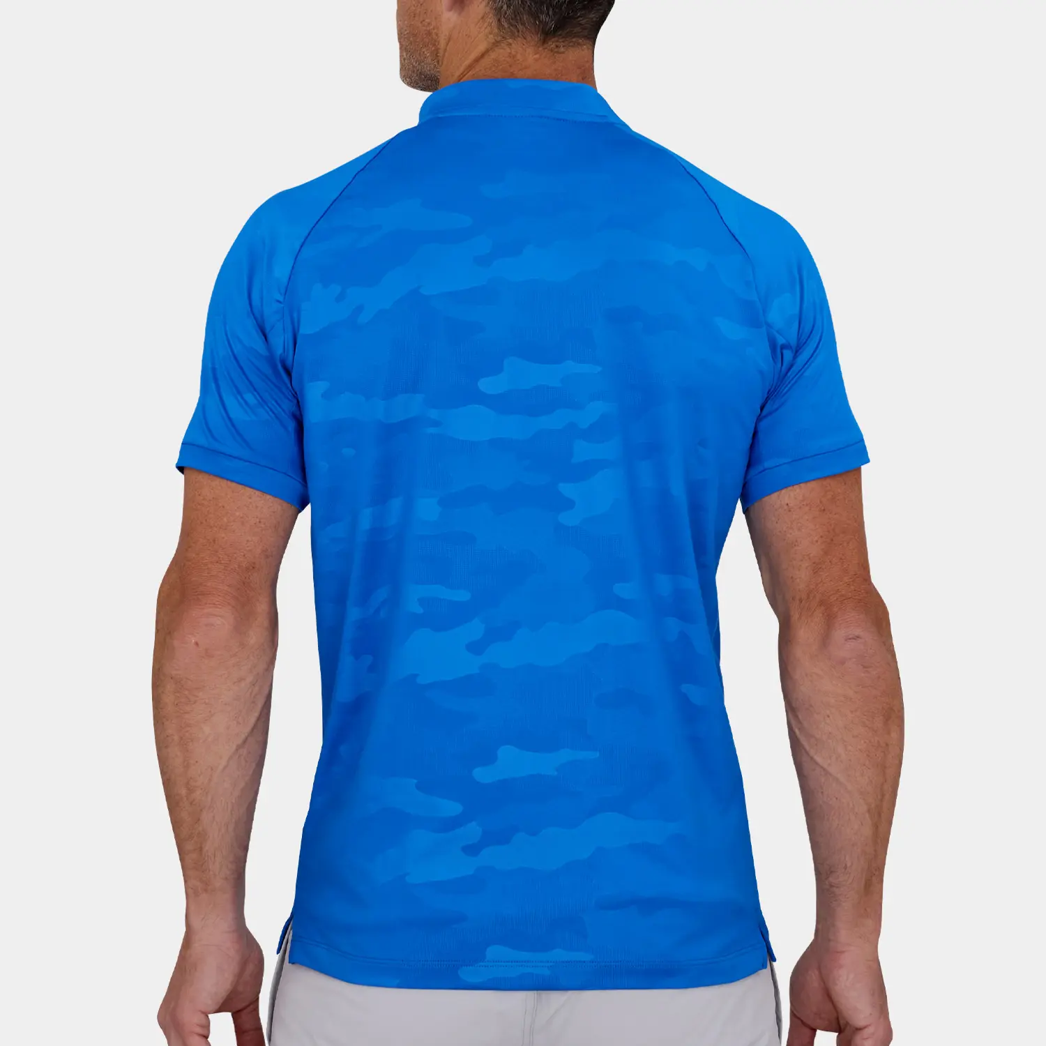Blue Camo Golf Shirt with Blade Collar | Avalon Performance Blade
