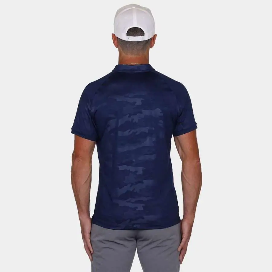 Avalon Blade Collar Golf Shirt in Navy Camo: Back