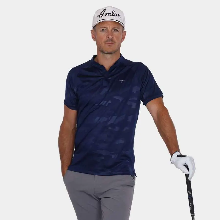 Avalon Blade Collar Golf Shirt in Navy Camo: Club 2