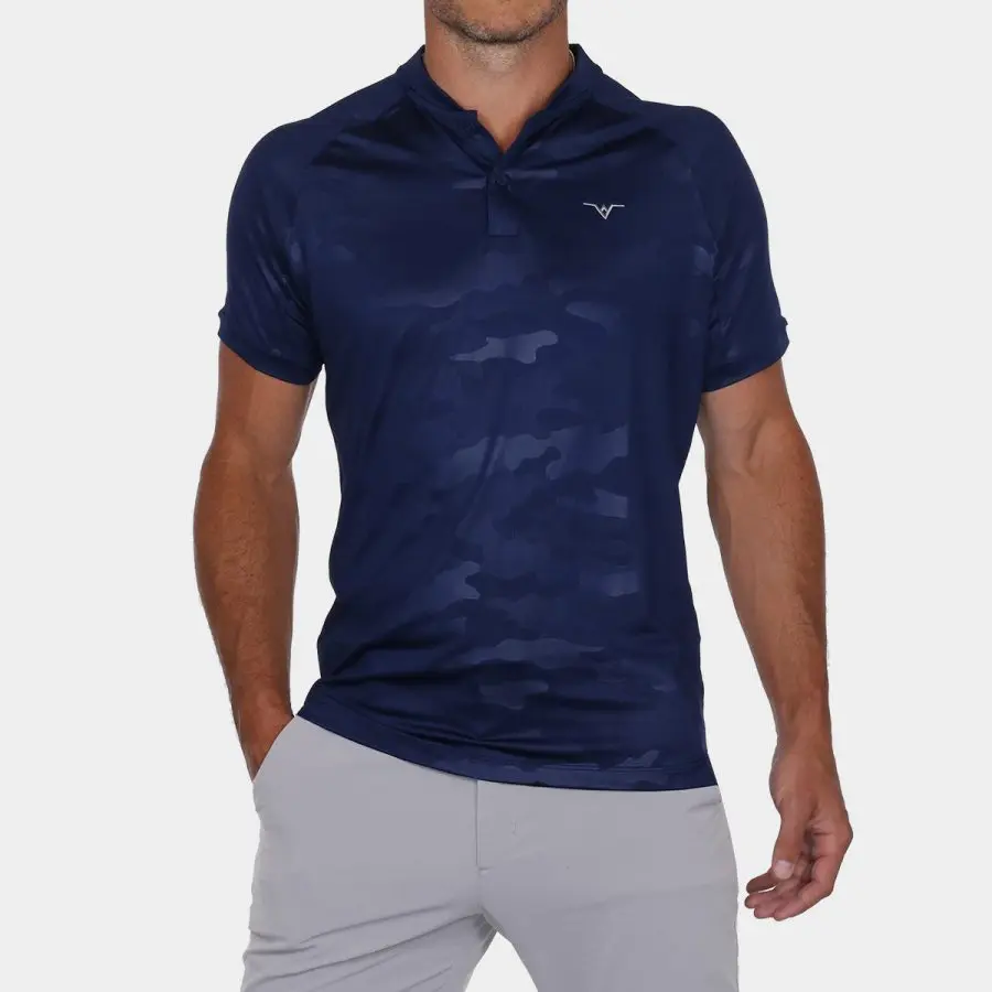 Blade Collar Golf Shirt: Navy Camo Print