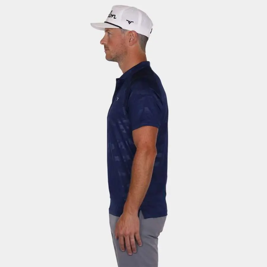 Avalon Blade Collar Golf Shirt in Navy Camo: Side