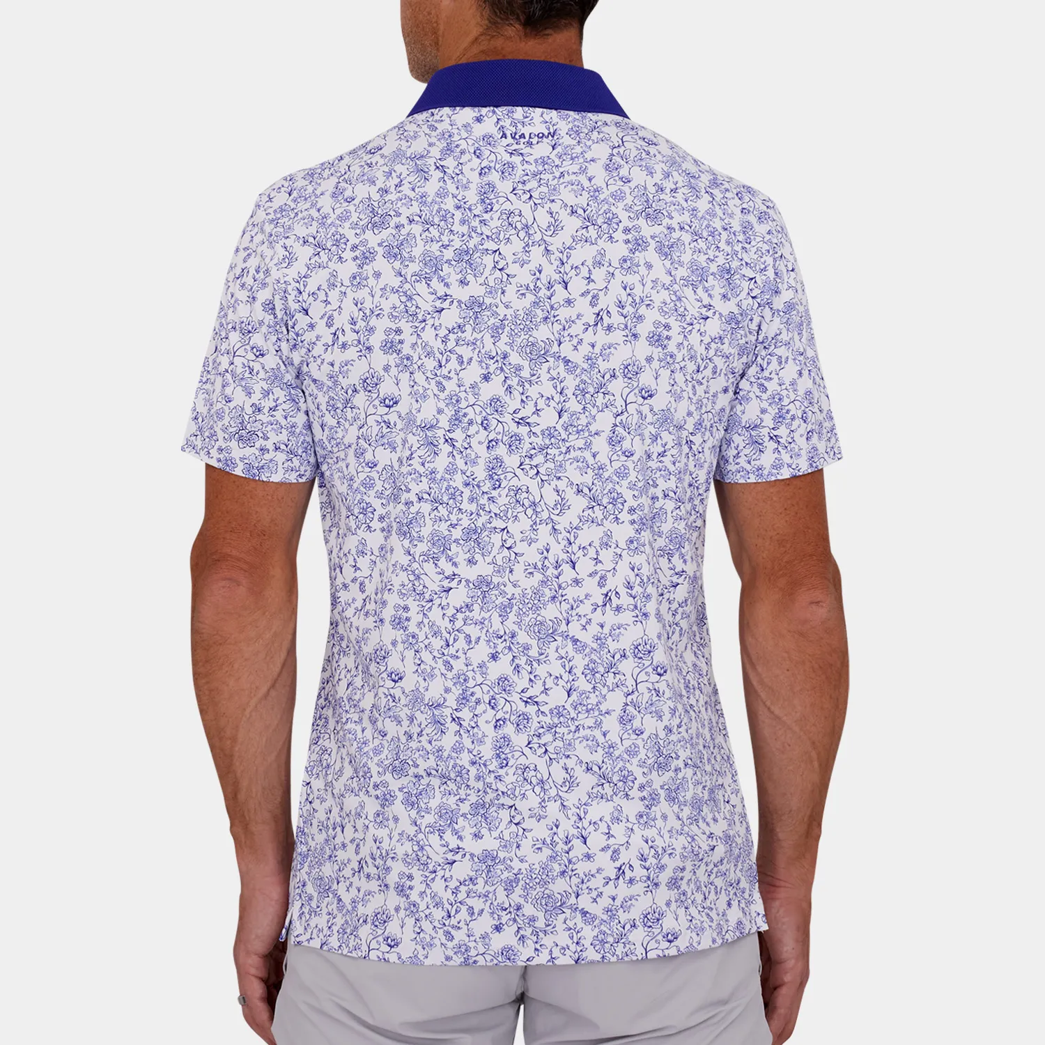 Blue Floral Print Golf Shirt 04