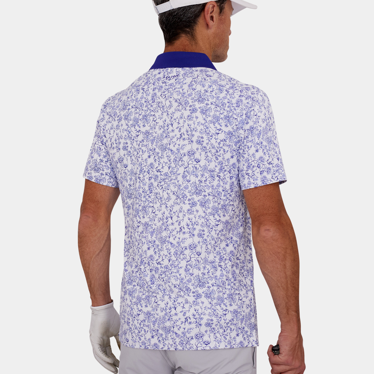 Blue Floral Print Golf Shirt 05