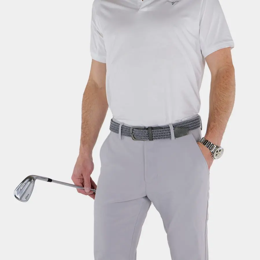 Men's Braided Golf Belt: Navy Blue Stripe 5