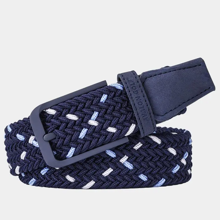 Braided Golf Belt - Mens Navy Blue X Pattern