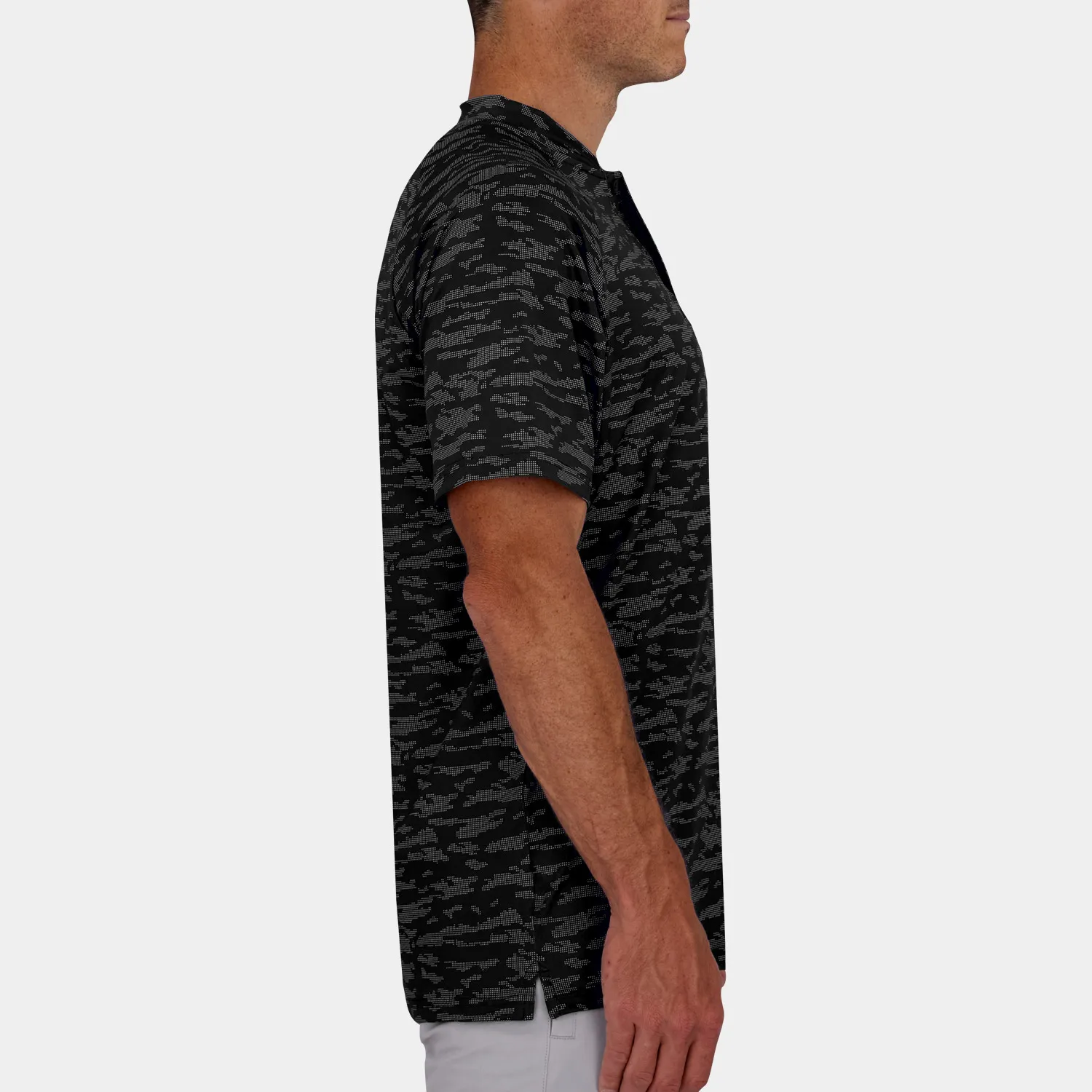 Camo Golf Polo with Blade Collar: Black 03