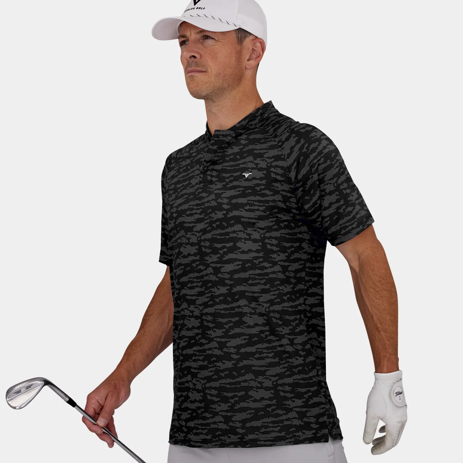 Camo Golf Polo with Blade Collar: Black 04