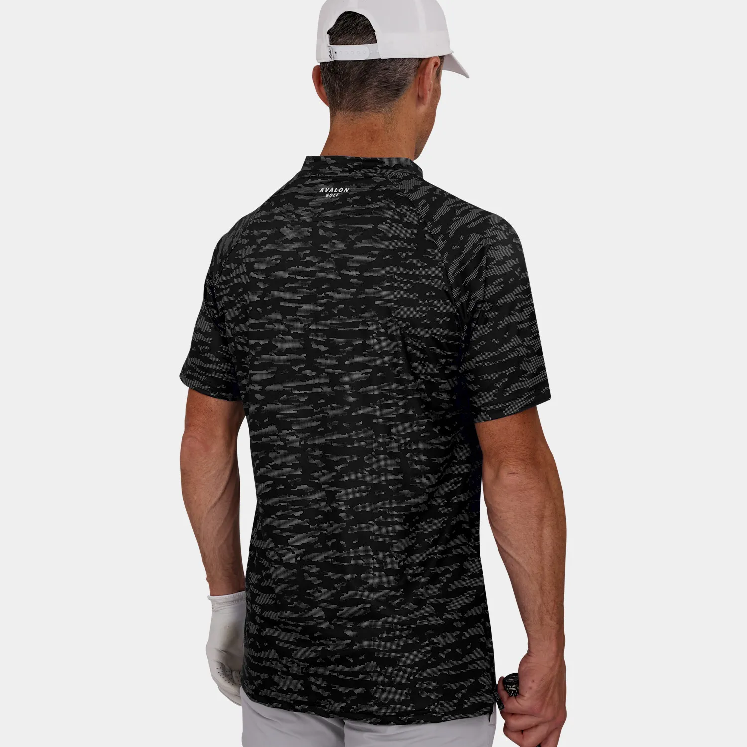 Camo Golf Polo with Blade Collar: Black 06